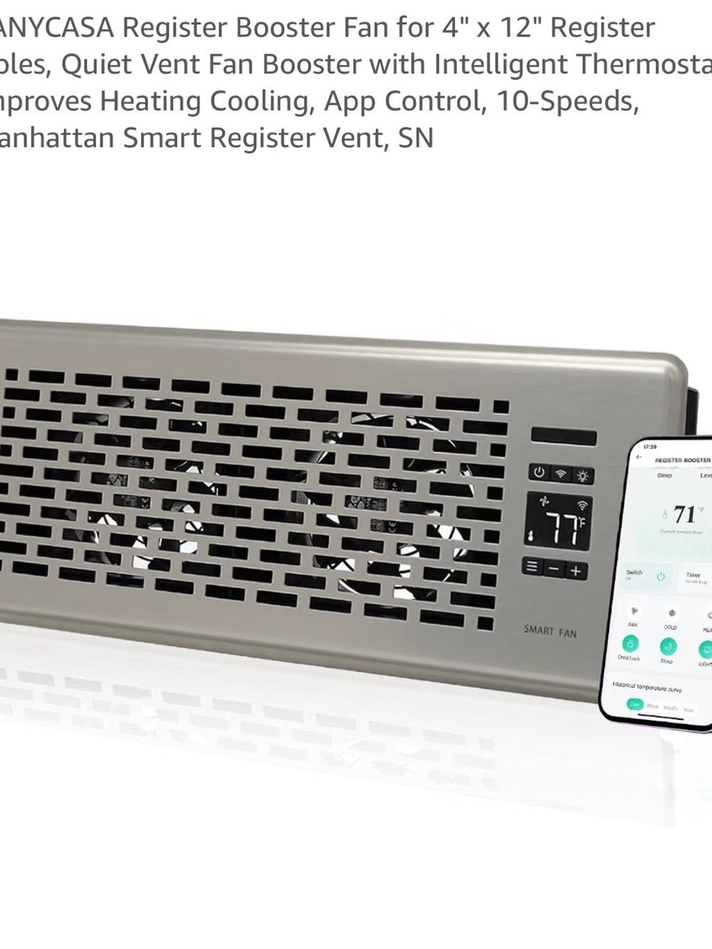 SANYCASA Register Booster Fan  4" x 12"